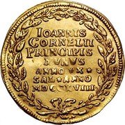Italy 1 Osella (Giovanni Corner II) IOANNIS CORNELII PRINCIPIS MVNVS ANNO X SAL ANNO MDCCXVIII coin reverse Italy 1 Osella (Giovanni Corner II) IOANNIS CORNELII PRINCIPIS MVNVS ANNO X SAL ANNO MDCCXVIII coin reverse