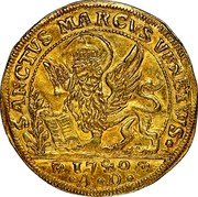Italy 1 Osella Lion of St. Mark. Alvise Pisani 1740//VI AD X# 281 SANCTVS MARCVS VENETVS. coin obverse Italy 1 Osella Lion of St. Mark. Alvise Pisani 1740//VI AD X# 281 SANCTVS MARCVS VENETVS. coin obverse