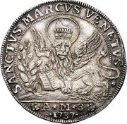 Italy 1 Osella Lion of St. Mark. Alvise Pisani 1737 AM3 X# 276 SANCTVS MARCVS VENETVS A M 3 1737 coin obverse Italy 1 Osella Lion of St. Mark. Alvise Pisani 1737 AM3 X# 276 SANCTVS MARCVS VENETVS A M 3 1737 coin obverse