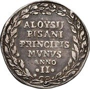 Italy 1 Osella Lion of St. Mark. Alvise Pisani 1736 MS X# 274 ALOYSIJ PISANI PRINCIPIS MVNVS ANNO II coin reverse Italy 1 Osella Lion of St. Mark. Alvise Pisani 1736 MS X# 274 ALOYSIJ PISANI PRINCIPIS MVNVS ANNO II coin reverse