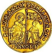 Italy 1 Osella (Lion With Palm Tree) X# 185 ANNO IIII S M V M ANT IVSTINIANVS D coin obverse