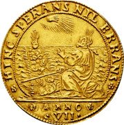 Italy 1 Osella (Moses by the Sea) HINC SPERANS NIL ERRANS ANNO VII coin reverse