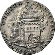 Italy 1 Osella (Venice) 1797 AD LITUS EXPLOSIONE REPARATA PATRIA URBIS SERVANORIB BENEMARENS coin obverse Italy 1 Osella (Venice) 1797 AD LITUS EXPLOSIONE REPARATA PATRIA URBIS SERVANORIB BENEMARENS coin obverse