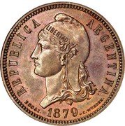 Argentina 1 Patacon Pattern 1879  KM# E6a REPUBLICA ARGENTINA ESSAI. 1879. C.WURDEN coin obverse Argentina 1 Patacon Pattern 1879  KM# E6a REPUBLICA ARGENTINA ESSAI. 1879. C.WURDEN coin obverse