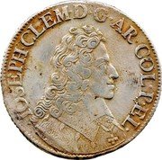 Belgium 1 Patagon (Joseph Clemens of Bavaria) KM# 112.1 IOSEPH CLEM D G AR COL P EL coin obverse Belgium 1 Patagon (Joseph Clemens of Bavaria) KM# 112.1 IOSEPH CLEM D G AR COL P EL coin obverse