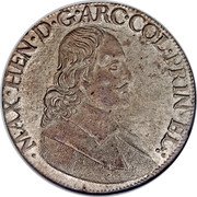 Belgium 1 Patagon (Maximilian Henry of Bavaria) KM# 80 MAX HEN D G ARC COL PRIN EL coin obverse Belgium 1 Patagon (Maximilian Henry of Bavaria) KM# 80 MAX HEN D G ARC COL PRIN EL coin obverse