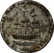 USA 1 Penny (Rhode Island Ship Token) DE ADMIRALS FLAG VAN ADMIRAL HOWE 1779 coin obverse USA 1 Penny (Rhode Island Ship Token) DE ADMIRALS FLAG VAN ADMIRAL HOWE 1779 coin obverse