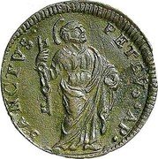 Italy 1 Quattrino Clement XII St. Peter Standing ND (1730-1740)  SANCTVS PETRVS AP coin reverse Italy 1 Quattrino Clement XII St. Peter Standing ND (1730-1740)  SANCTVS PETRVS AP coin reverse