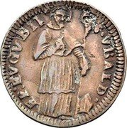 Italy 1 Quattrino Clement XII St. Ubaldo. Bare Head ND (1730-1740)  S VBALD EP EVGVBII coin reverse Italy 1 Quattrino Clement XII St. Ubaldo. Bare Head ND (1730-1740)  S VBALD EP EVGVBII coin reverse