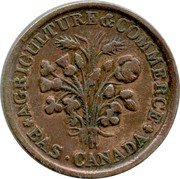 Canada 1 Sou (Montreal. 16 Cherry Leaves 5 Shamrocks) AGRICULTURE & COMMERCE BAS CANADA coin obverse Canada 1 Sou (Montreal. 16 Cherry Leaves 5 Shamrocks) AGRICULTURE & COMMERCE BAS CANADA coin obverse