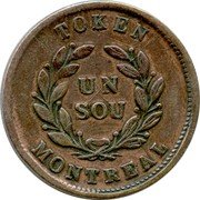 Canada 1 Sou (Montreal. 16 Cherry Leaves 5 Shamrocks) TOKEN UN SOU MONTREAL coin reverse Canada 1 Sou (Montreal. 16 Cherry Leaves 5 Shamrocks) TOKEN UN SOU MONTREAL coin reverse