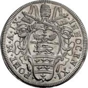 Italy 1 Testone (Innocent XI. Cartouche Type 1) INNOCEN XI PONT M A IX coin obverse Italy 1 Testone (Innocent XI. Cartouche Type 1) INNOCEN XI PONT M A IX coin obverse