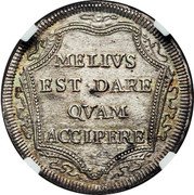 Italy 1 Testone (Innocent XI. Cartouche Type 14) MELIVS EST DARE QVAM ACCIPERE coin reverse Italy 1 Testone (Innocent XI. Cartouche Type 14) MELIVS EST DARE QVAM ACCIPERE coin reverse
