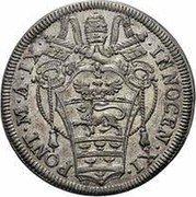 Italy 1 Testone (Innocent XI. Cartouche Type 2) INNOCEN XI PONT M A IX coin obverse Italy 1 Testone (Innocent XI. Cartouche Type 2) INNOCEN XI PONT M A IX coin obverse