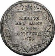 Italy 1 Testone (Innocent XI. Cartouche Type 2) MELIVS EST DARE QVAM ACCIPERE 1685 coin reverse Italy 1 Testone (Innocent XI. Cartouche Type 2) MELIVS EST DARE QVAM ACCIPERE 1685 coin reverse