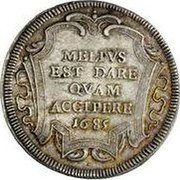 Italy 1 Testone (Innocent XI. Cartouche Type 3) MELIVS EST DARE ACCIPERE 1685 coin reverse Italy 1 Testone (Innocent XI. Cartouche Type 3) MELIVS EST DARE ACCIPERE 1685 coin reverse