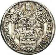 Italy 1 Testone (Innocent XI. Cartouche Type 4) INNOCEN XI PONT M A IX coin obverse Italy 1 Testone (Innocent XI. Cartouche Type 4) INNOCEN XI PONT M A IX coin obverse