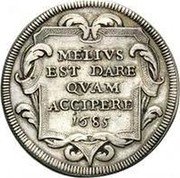 Italy 1 Testone (Innocent XI. Cartouche Type 4) MELIVS EST DARE QVAM ACCIPERE 1685 coin reverse Italy 1 Testone (Innocent XI. Cartouche Type 4) MELIVS EST DARE QVAM ACCIPERE 1685 coin reverse