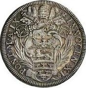 Italy 1 Testone (Innocent XI. Cartouche Type 5) NNOCEN XI PONT M A IX coin obverse Italy 1 Testone (Innocent XI. Cartouche Type 5) NNOCEN XI PONT M A IX coin obverse