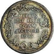 Italy 1 Testone (Innocent XI. Cartouche Type 5) MELIVS EST DARE QVAM ACCIPERE 1685 coin reverse Italy 1 Testone (Innocent XI. Cartouche Type 5) MELIVS EST DARE QVAM ACCIPERE 1685 coin reverse