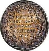 Italy 1 Testone Innocent XI. Wreath Type 2 1685  IX MELIVS EST DARE QVAM ACCIPERE 1685 coin reverse Italy 1 Testone Innocent XI. Wreath Type 2 1685  IX MELIVS EST DARE QVAM ACCIPERE 1685 coin reverse
