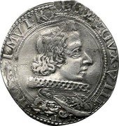 Italy 10 Bolognini (Francesco I d'Este. Modena) FRAN I MVT REG E C DVX VIII coin obverse Italy 10 Bolognini (Francesco I d'Este. Modena) FRAN I MVT REG E C DVX VIII coin obverse