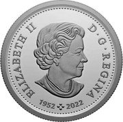 Canada 10 Cents (Bluenose. Transition obverse) ELIZABETH II D G REGINA SB 1952 2022 coin obverse Canada 10 Cents (Bluenose. Transition obverse) ELIZABETH II D G REGINA SB 1952 2022 coin obverse