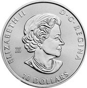 Canada 10 Dollars Smilodon Sabre-Toothed Cat 2023 Bullion with radial lines ELIZABETH II D G REGINA 1952 2022 10 DOLLARS coin obverse Canada 10 Dollars Smilodon Sabre-Toothed Cat 2023 Bullion with radial lines ELIZABETH II D G REGINA 1952 2022 10 DOLLARS coin obverse
