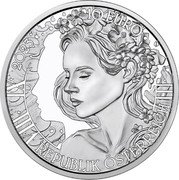 Austria 10 Euro Forget-me-not. Remember me. Coloured 2023 Proof 10 EURO 2023 REPUBLIK ÖSTERREICH coin obverse