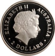 Australia 2 Dollars (Kookaburra. No Inner Circle) ELIZABETH II AUSTRALIA 2 DOLLARS IRB coin obverse Australia 2 Dollars (Kookaburra. No Inner Circle) ELIZABETH II AUSTRALIA 2 DOLLARS IRB coin obverse