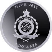 Niue 2 Dollars Queen Elizabeth II 2023  Prooflike NIUE 2023 PUBLIC SEAL OF NIUE ATUA NIUE TUKULAGI 2 DOLLARS coin obverse Niue 2 Dollars Queen Elizabeth II 2023  Prooflike NIUE 2023 PUBLIC SEAL OF NIUE ATUA NIUE TUKULAGI 2 DOLLARS coin obverse