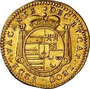 Belgium 2 Ducats Sede Vacante. St. Lambert 1724  KM# 133 SEDE VACANTE DEC ET CAP LEOD coin obverse Belgium 2 Ducats Sede Vacante. St. Lambert 1724  KM# 133 SEDE VACANTE DEC ET CAP LEOD coin obverse