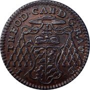 Belgium 2 Liards John Theodore of Bavaria 1750 KM# 156 I THEOD CAR D G BAU D coin obverse Belgium 2 Liards John Theodore of Bavaria 1750 KM# 156 I THEOD CAR D G BAU D coin obverse