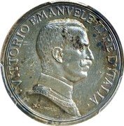 Italy 2 Lire (Vittorio Emanuele III. Prova) KM# Pr17 VITTORIO EMANUELE III RE D'ITALIA D. CALANDRA coin obverse