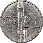 Italy 2 Lire (Vittorio Emanuele III. Prova) KM# Pr29 PROVA DI STAMPA P.MORBIDUCCI A MOTTI INC BVONO DA LIRE 2 1923 R coin reverse