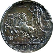 Italy 2 Lire (Vittorio Emanuele III. Prova) KM# Pr17 PROVA 1914 FERT D CALANDRA M L GIORGI INC R L. 2 coin reverse