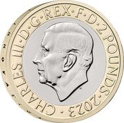 UK 2 Pounds Charles III Edward Jenner 2023  BU CHARLES III D G REX F D 2 POUNDS 2023 MJ coin obverse UK 2 Pounds Charles III Edward Jenner 2023  BU CHARLES III D G REX F D 2 POUNDS 2023 MJ coin obverse