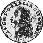 Italy 20 Soldi (Carlo Emanuele III) CAR EM D G REX - SAR CYP ET IER 1742 coin obverse Italy 20 Soldi (Carlo Emanuele III) CAR EM D G REX - SAR CYP ET IER 1742 coin obverse