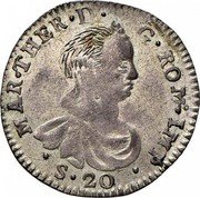 Italy 20 soldi (Maria Theresa) MAR THER D G ROM IMP S 20 coin obverse