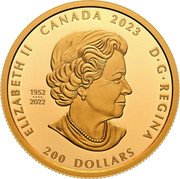 Canada 200 Dollars Knowledge and Interconnection 2023 ELIZABETH II D G REGINA CANADA 2023 200 DOLLARS 1952 2022 SB coin obverse Canada 200 Dollars Knowledge and Interconnection 2023 ELIZABETH II D G REGINA CANADA 2023 200 DOLLARS 1952 2022 SB coin obverse