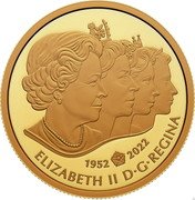 Canada 200 Dollars Queen Elizabeth II’s Royal Cypher 2023 1952 2022 ELIZABETH II D G REGINA coin obverse