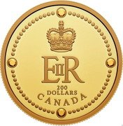 Canada 200 Dollars Queen Elizabeth II’s Royal Cypher 2023 EꞮꞮR 200 DOLLARS CANADA coin reverse
