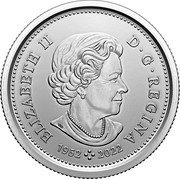 Canada 25 Cents (Caribou. Transition Obverse) ELIZABETH II D G REGINA SB 1952 2022 coin obverse Canada 25 Cents (Caribou. Transition Obverse) ELIZABETH II D G REGINA SB 1952 2022 coin obverse
