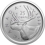 Canada 25 Cents (Caribou. Transition Obverse) CANADA 2023 25 CENTS H coin reverse Canada 25 Cents (Caribou. Transition Obverse) CANADA 2023 25 CENTS H coin reverse