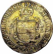 Belgium 30 Patards (Ferdinand of Bavaria) KM# C53 EPIS T PRINC EOD SVPRE DVX BVLIONENSIS F B XXX 1614 coin reverse Belgium 30 Patards (Ferdinand of Bavaria) KM# C53 EPIS T PRINC EOD SVPRE DVX BVLIONENSIS F B XXX 1614 coin reverse
