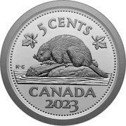 Canada 5 Cents Beaver. Transition obverse 2023 Proof set 5 CENTS CANADA 2023 K G coin reverse Canada 5 Cents Beaver. Transition obverse 2023 Proof set 5 CENTS CANADA 2023 K G coin reverse