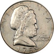 USA 5 Cents (Pattern) VIRGINIA MARTHA WASHINGTON 1759 coin obverse