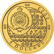 Niue 5 Dollars (Golden Eagle. Cicmany Patterns) PUBLIC SEAL OF NIUE ATUA NIUE TUKULAGI 5 DOLLARS 2023 coin obverse Niue 5 Dollars (Golden Eagle. Cicmany Patterns) PUBLIC SEAL OF NIUE ATUA NIUE TUKULAGI 5 DOLLARS 2023 coin obverse