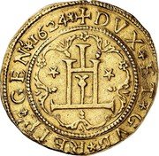 Italy 5 Doppie Cross 1624  DVX ET GVB REIP GEN 1624 coin obverse Italy 5 Doppie Cross 1624  DVX ET GVB REIP GEN 1624 coin obverse