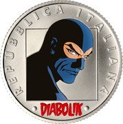 Italy 5 Euro Diabolik 2023 R DIABOLIK REPUBBLICA ITALIANA coin obverse Italy 5 Euro Diabolik 2023 R DIABOLIK REPUBBLICA ITALIANA coin obverse